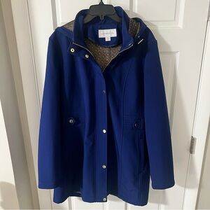 Liz Claiborne Hooded Water-Resistant Lined Softshell Jacket Viking Blue XL